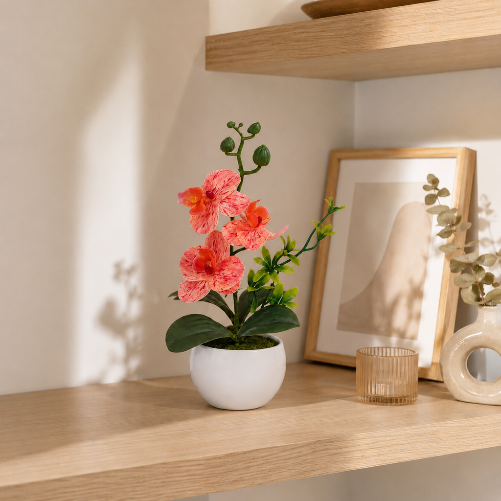 Orchidée rouge-orange — 26 cm