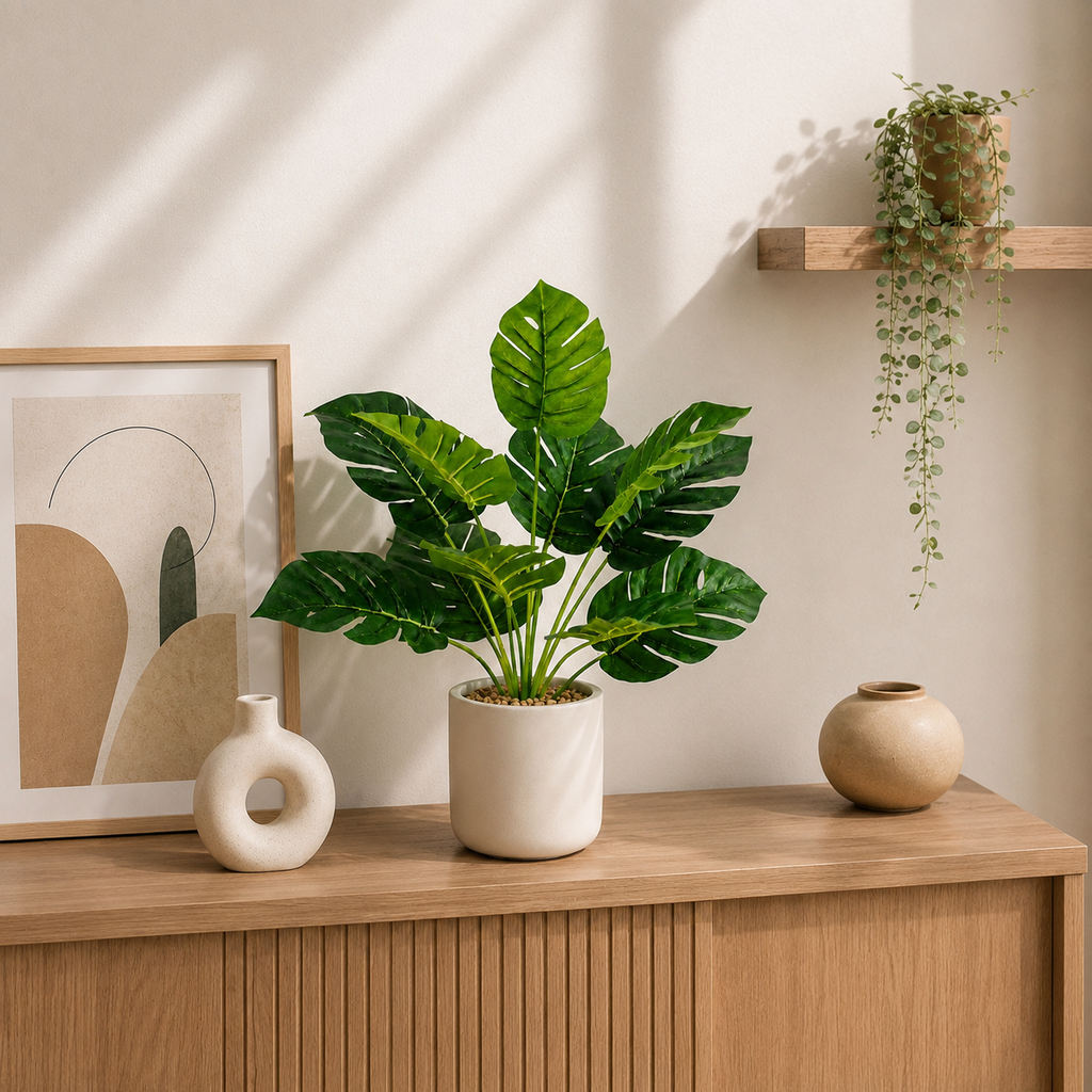 Monstera artificiel  — 40 cm, 12 Feuilles