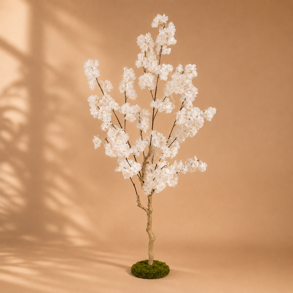 Cerisier blanc artificiel en fleurs — 150 cm